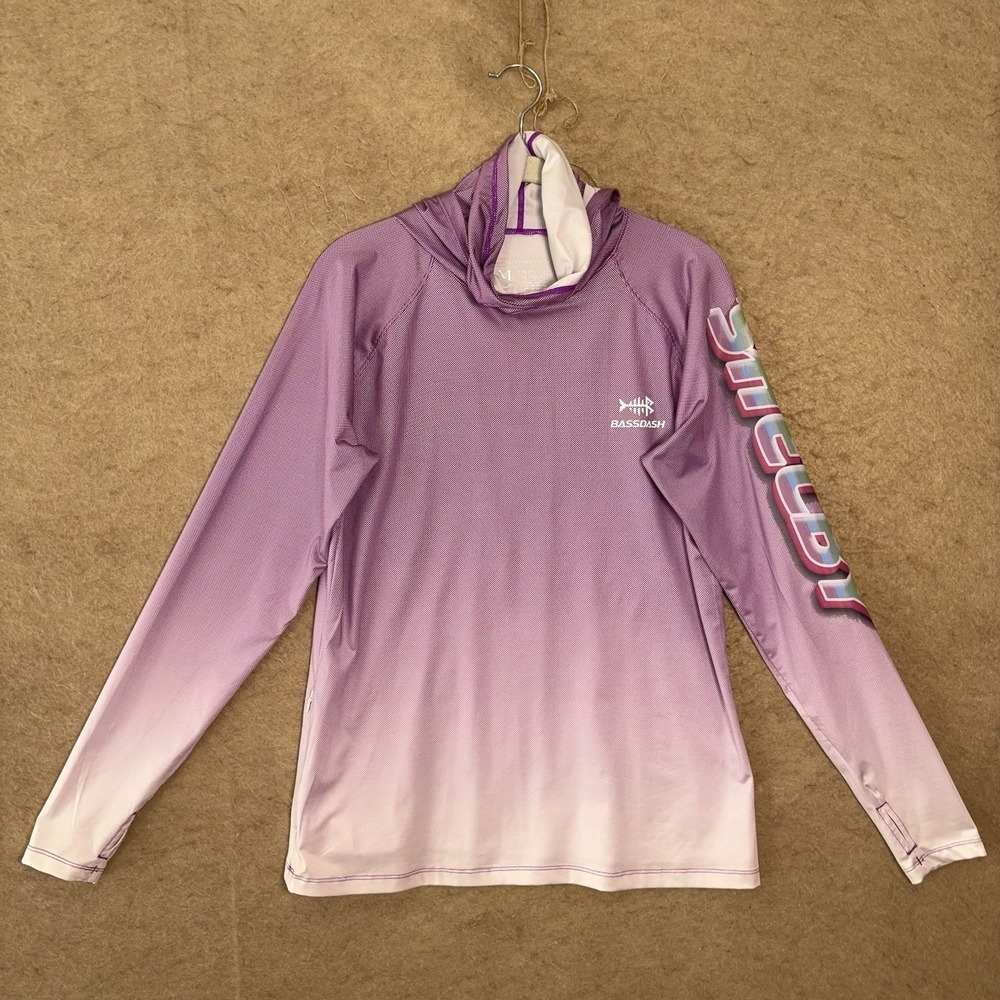 Bassdash Hoodie‎ Womens Sz M Purple Ombre Sassy Striper Slayers Shelby Fishing
